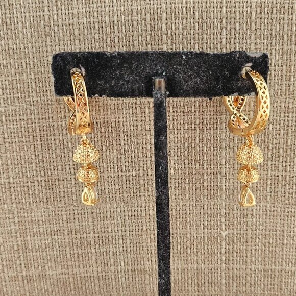 Fashion Earrings Rose Gold Tone Drop Down Jhumka Style ear Jewelry - Picture 11 of 11